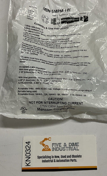 Mencom Min-5MPM-FW 7/8"-16 Male Straight 5-Pin Field Connector