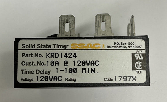 ABB SSAC KRDI424 Solid State Timer 1-100 Min 10A 120VAC
