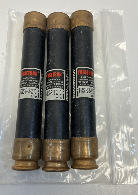 Bussmann Fusetron FRS-R-3-2/10 Lot of 3 600V Fuses
