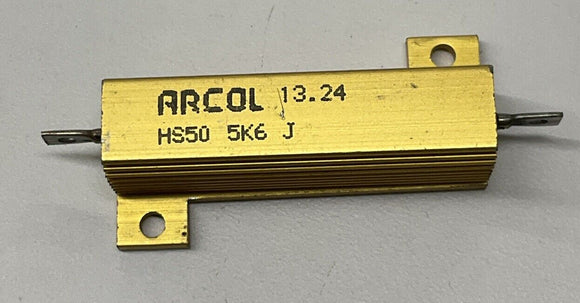 Arcol HS50-5K6-J Pack of 2 50 Watt 5K Ohm Al Housed Wirewound Resistors