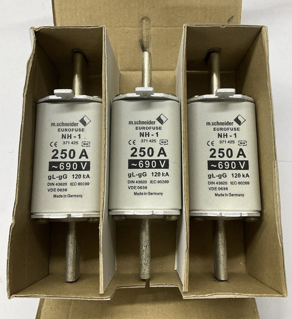 M.Schneider 371425 Eurofuse Gr.1 250A 690 Vac 440 VDC GL-GG Box of 3
