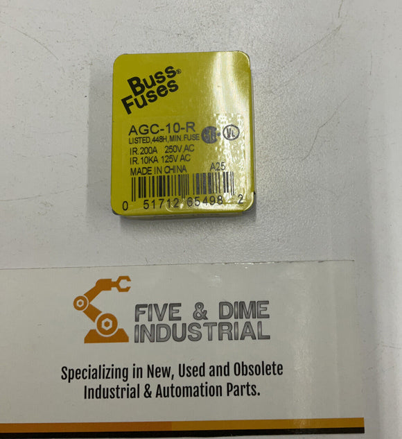 Buss Bussmann AGC-10-R Fuses Box of 5