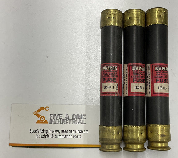 Bussmann Low-Peak LPS-RK-4 Lot of (3) Dual Element Time-Delay Fuse 600V 4A