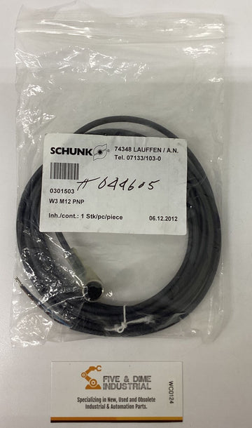 Schunk 0301503 Sensor Cable W3 M12 Pnp