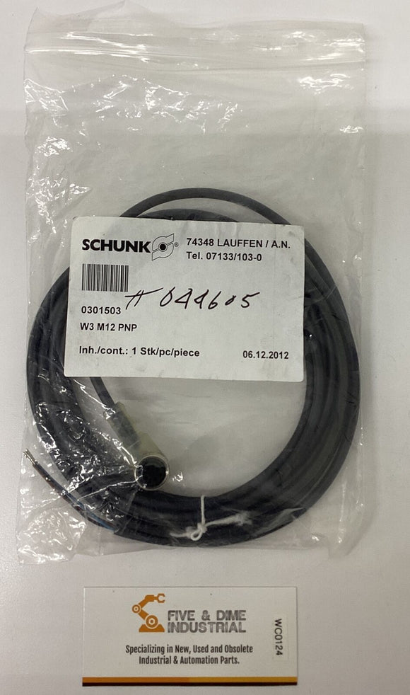 Schunk 0301503 Sensor Cable W3 M12 Pnp
