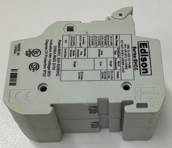 Edison EHCC Fuse Holder 2-Pole 6000V 30A