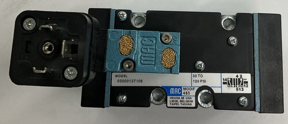 Mac Valves 00000137106 24VDC Solenoid Valve Modif 483 30-120 PSI