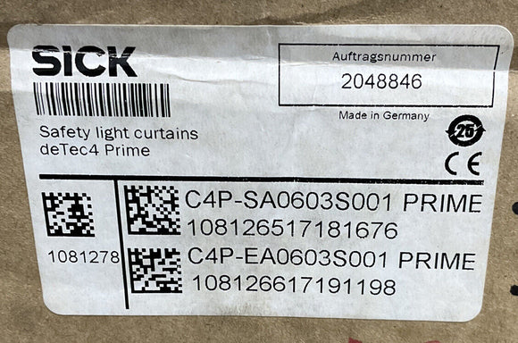 Sick C4P-PA0603S001 Light Curtain Set 600mm Height 30 Meter Range