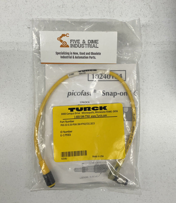 Turck PKG 3Z-0.33-PSW 3M-P7X2/CS11815 Picofast Connector U-17933