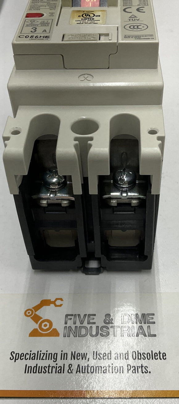 Mitsubishi NF50-SRU Circuit Breaker 3A 2 Pole 240 VAC