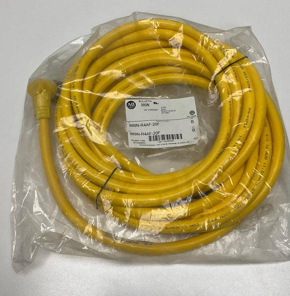 Allen Bradley 889N-R4AF-20F Female 90° 4-Pin Mini Single End 20 Ft. Cable