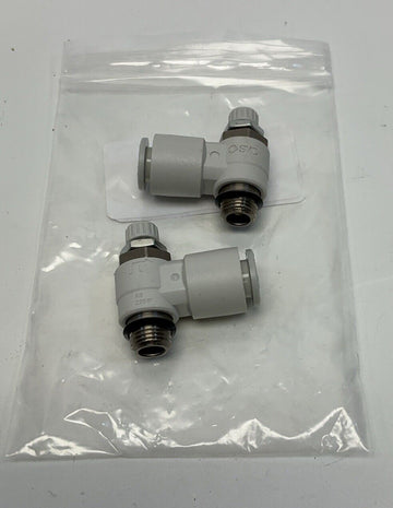 SMC AS2201F-U01-08 Speed Controller  UNI1/8, for 5/16" Tube (Lot of 2) - 0