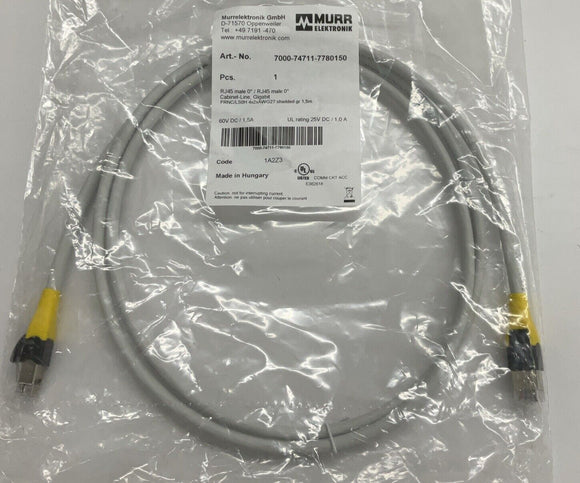 Murr 7000-74711-7780150 Gigabit Shielded RJ45 Male/Male 1.5-Meter Cable