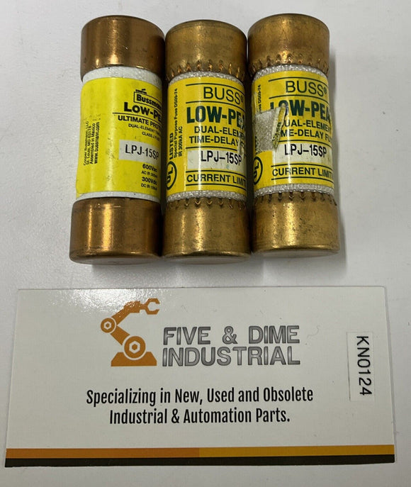 Bussmann LPJ-15SP Low Peak Fuses 15A. Lot of 3