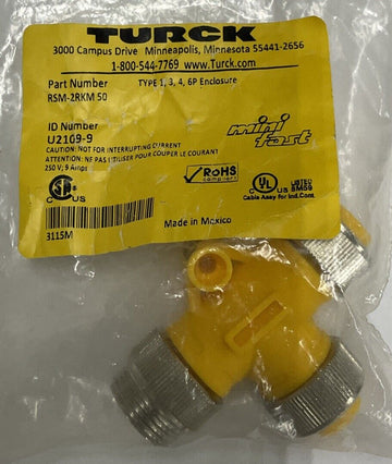 Turck RSM-2RKM-50 5-Pin Minifast T Connector U2109-9