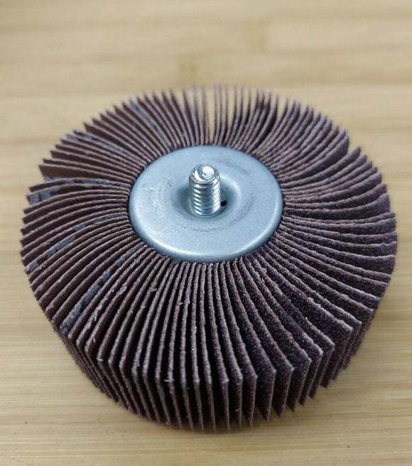 Merit Mini Flap Wheels 3" X 1" w/ 1/4" 20 Thread 80 Grit Box of (10)