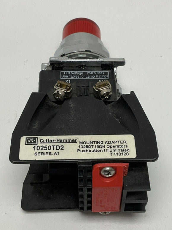 Cutler Hammer 10250TD Red Pilot Light Momentary Switch with Adapter