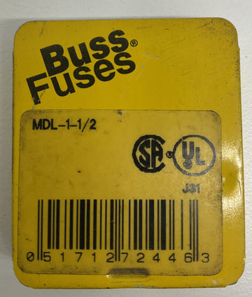 Bussmann MDL-1-1/2 Buss 5-Pack 1-1/2 Amp Fuses - 0