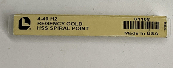 Regency Gold 61108 4-40 H2 HSS Spiral Point Tap