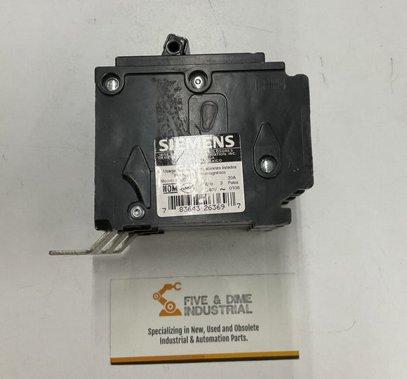 Siemens B320 Molded Circuit Breaker 3-Pole 240VAC 20 Amp