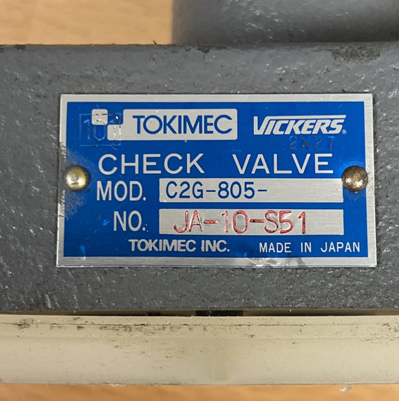 Vickers Tokimec C2G-805-JA-10-S51 Adjustable Flow Check Valve