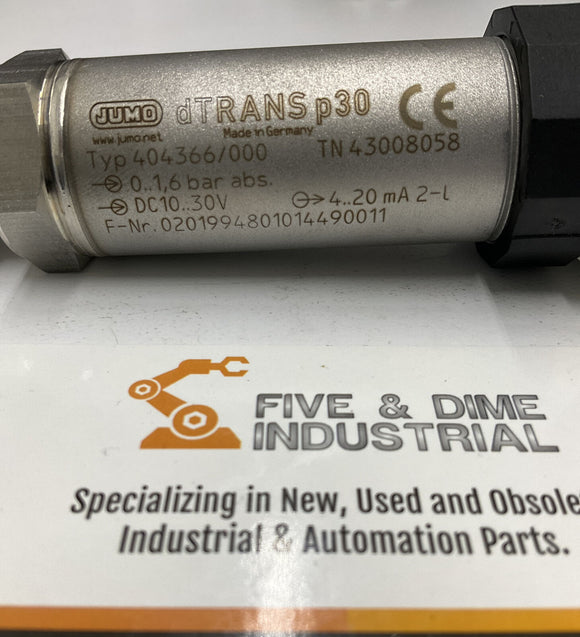 Jumo 404366/000 Trans Pressure Transducer  0..1,6 bar abs 10..30VDC