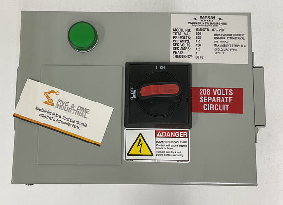 Daykin Electric GMDGTB-07-208 Mini Transformer Disconnect 208V 1-Phase