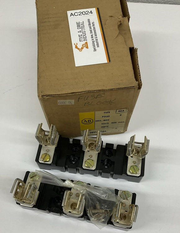 Allen Bradley 1491-N266 Ser. A Fuse Block 60A Class H&J Fuse 600V 3 Pole