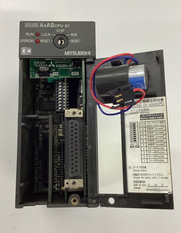 Mitsubishi A2ASCPU-S1 CPU PLC, 14k Step Processor w/ Key