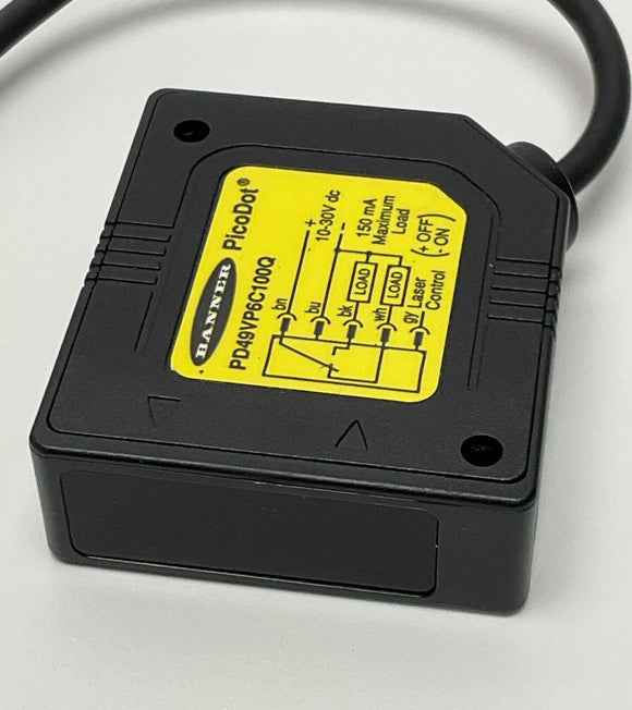 Banner PD49VP6C100Q PicoDot Convergent Laser Sensor 10-30 VDC NPN 4" Focus