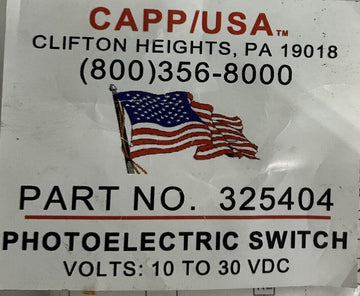 Capp USA Part No. 325404 Photoelectric Switch 10-30 VDC