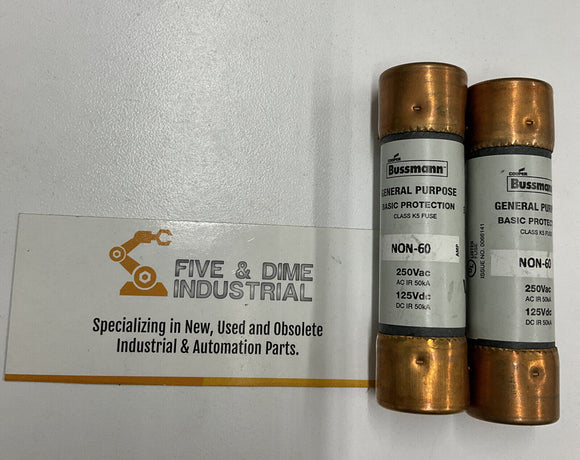 Bussmann Lot of 2 Fuses Non-60 Series 60A 250V