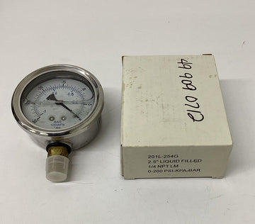 PJC  201L-254G 0-30 PSI Filled Vacuum Gauge 2.5''  1/4'' NPT Lower