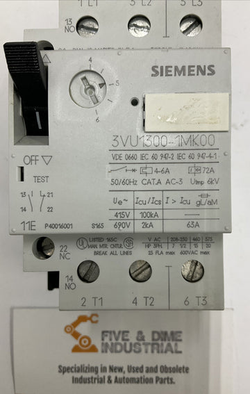 Siemens 3VU1300-1MK00 Circuit Breaker 4-6A - 0