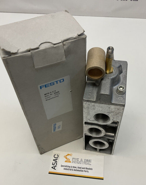 Festo MFH-5-1/2 Solenoid 5/2-way, Monostable Pneumatic Valve, G1/2 Ports 6420
