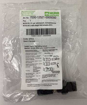 Murr 7000-12521-0000000 M12 MOSA 4-Pole, Male Field Connector