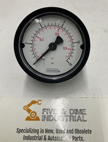 Noshok 20-110-15 2" Block ABS Case Gauge 0-15 PSI 1/8" NPT Rear - 0