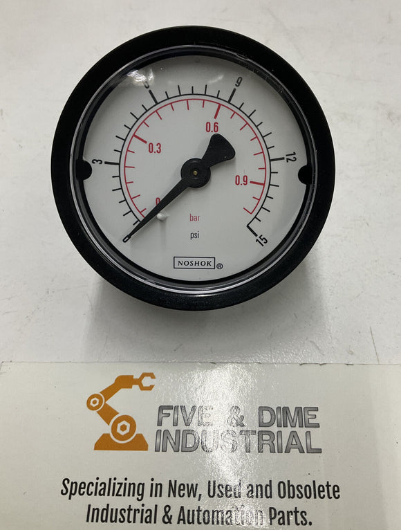 Noshok 20-110-15 2" Block ABS Case Gauge 0-15 PSI 1/8" NPT Rear