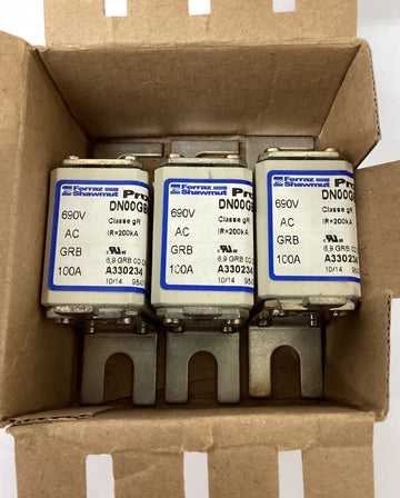 Ferraz Shawmut DN00GB69V100L 100A Protistor Fuses 690V Class gR,  3-Pack