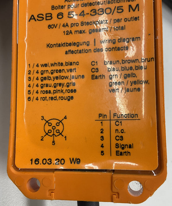 Lumberg Automation ASB 6-5-4-330/5M 6-Port Actuator Sensor Box 5M