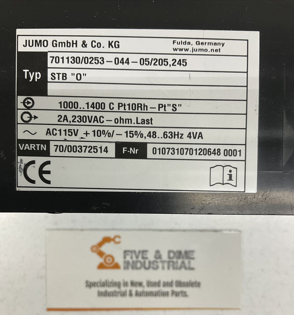 Jumo 701130/0253-044-02/206.245 Temperature Limiter 1000 14000