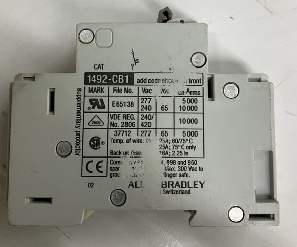 Allen Bradley 1492-CB1-G100 Circuit Breaker Ser.B 10 amp