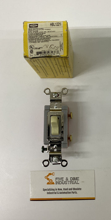 Hubbell HBL1221I Single Pole Ivory Toggle Switch  20Amp