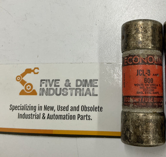 Econolim JCL-3  600V 3A Lot of (3)  Fuse