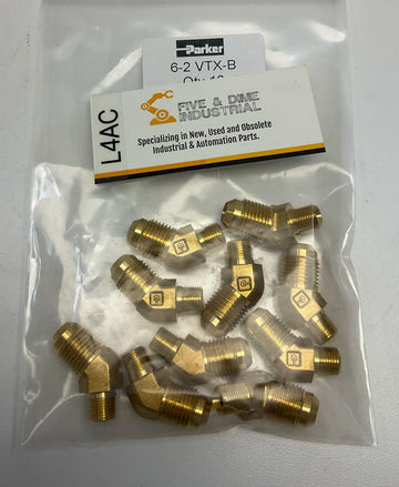 Parker 6-2-VTX-B Triplelok 37° Male JIC X Male 1/8" NPT 45° Elbow Fitting 10-Pcs