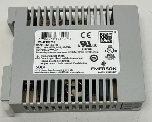 Emerson SVL 3-5-100 Power Supply 15W 5V Din 100-240 VAC