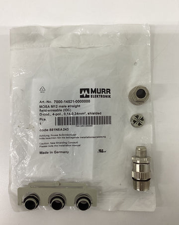 Murr 7000-14521-0000000 Mosa M12 Male Straight Field Connector