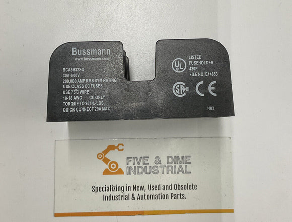 Bussmann BCA6032SQ 2-Pole Fuse Holder 30A 600V. Lot of (3)