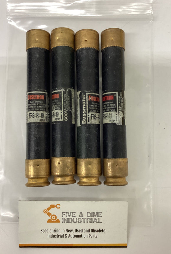 Bussmann Fusetron FRS-R-10 Lot of 4  Class RK5 Fuses