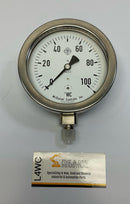 McDaniel Controls  A100 4'' (4.4 overall)  316SS  100  Psi Gauge  1/4 Male Nnp-1